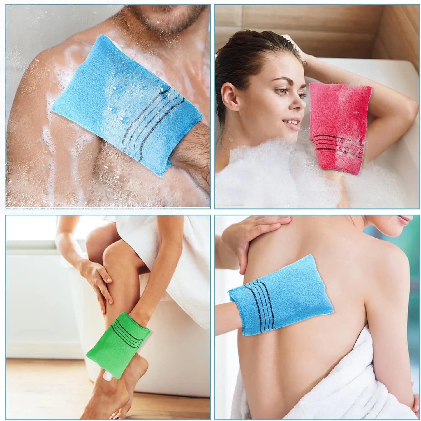 6 Pcs Korean Exfoliating Washcloth, Asian Exfoliating Mitt Bath Glove Washcloth Colorful Exfoliating Cloth Skincare Exfoliating Scrub Bath Cloth for Removing Dry Dead Skin (6 Colors)