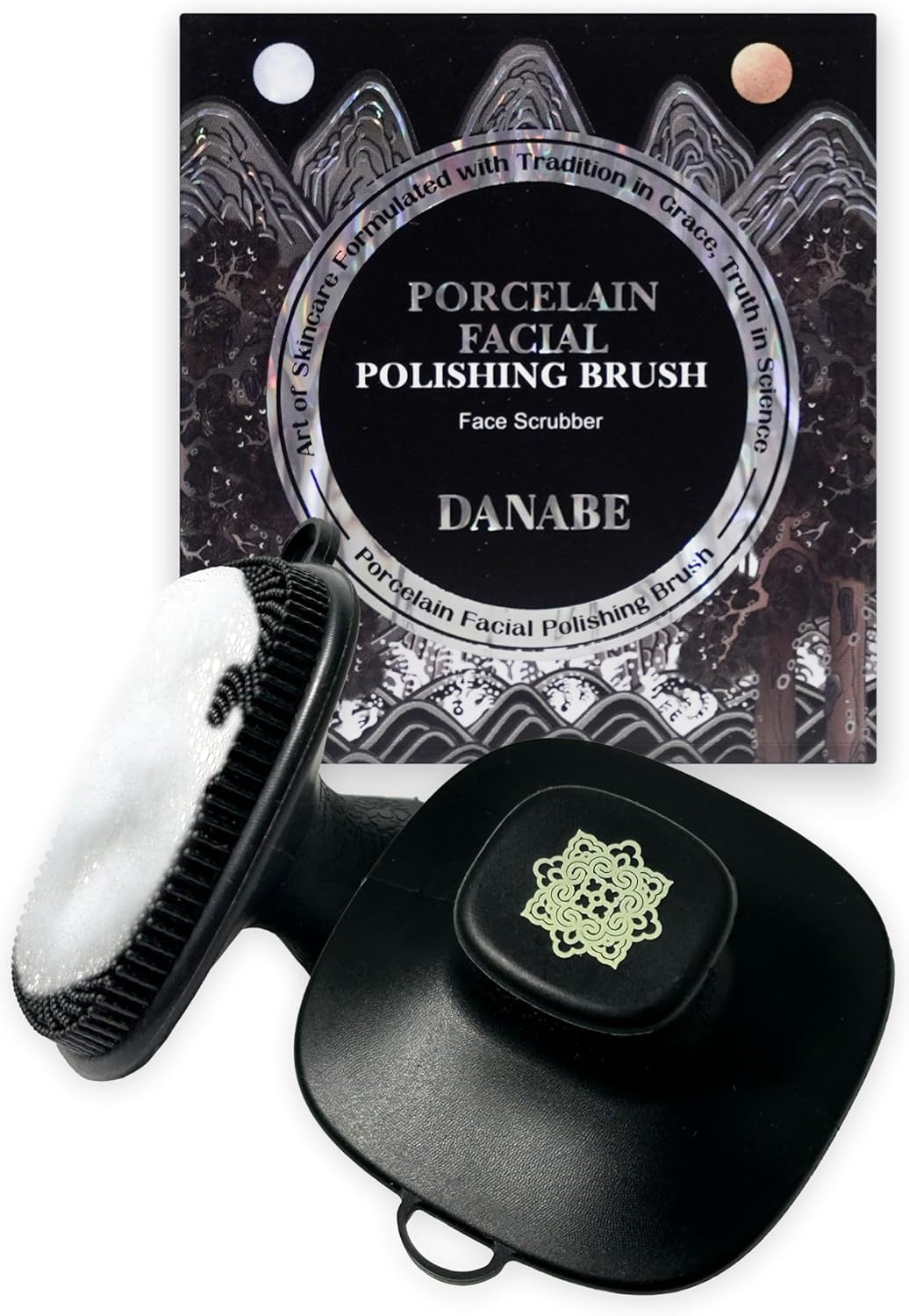 [K-Beauty]  Porcelain-Skin Facial Polishing Brush | Non-Slip Face and Body Silicone Scrubber | Korean Skin Care Facial Cleansing Brush | Portable Face Scrubber Exfoliator (Black)