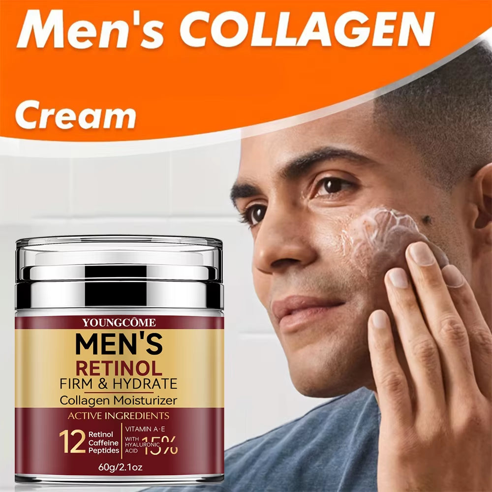 Men'S Retinol Firming Face Cream Skincare Moisturizing Collagen Brightening Smooth Wrinkles Facial Face Men Skin Care Treatment