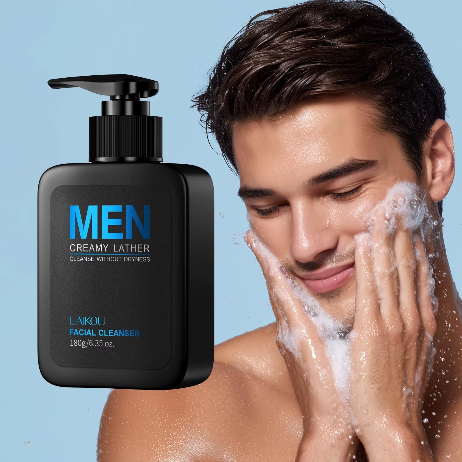 Men Skincare Set 4Pcs TONE-UP Lazy Cream Facial Cleanser Toner Lotion Hydrating Oil Control 3-Minute Routine