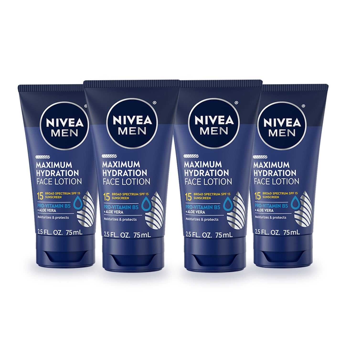 NIVEA MEN Maximum Hydration Face Lotion SPF 15 Pack of 4 Moisturizing Sunscreen