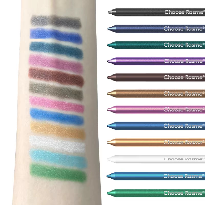 12 Colors Set Glitter & Shimmer Eyeliner Stick Pack - Long-Wearing Blue Tone Eyeliner Pencil with Smooth Application - Versatile