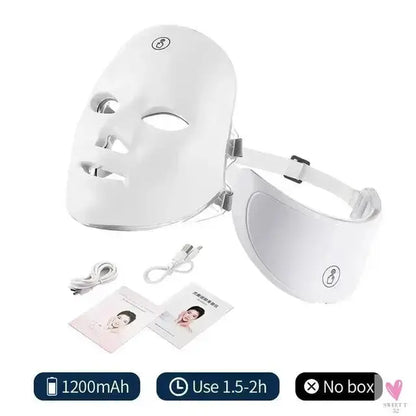 7 Color LED Facial Mask with Neck Red Light Therapy Mask for Skin Tightening/Lifting - Anti-Aging Bio-Light Beauty