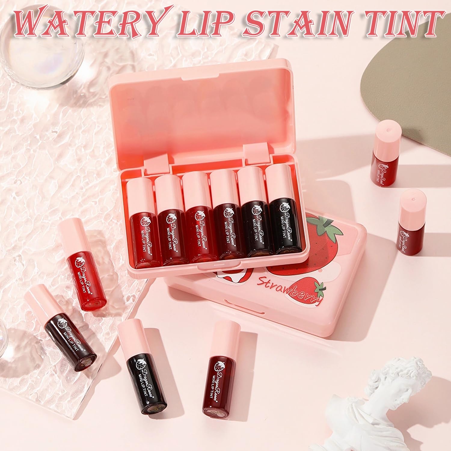 6 Colors Lip Tint Stain Mini Liquid Lipstick, Korean Lip Gloss Moisturizing Natural Velvet Lip Tint, Waterproof Longwear Liquid Blush & Lip Stain, Vivid Color Lip Blush Tint Makeup